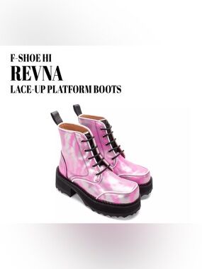 Fluevog NEW IN BOX F-Shoe Hi Revna metallic pink/silver platform boot - 8/8.5